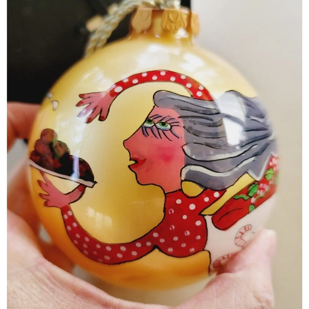 Fanciful Flights 2000 Karen Rossi Silvestri Glass Ball Ornament w/Box Cookie